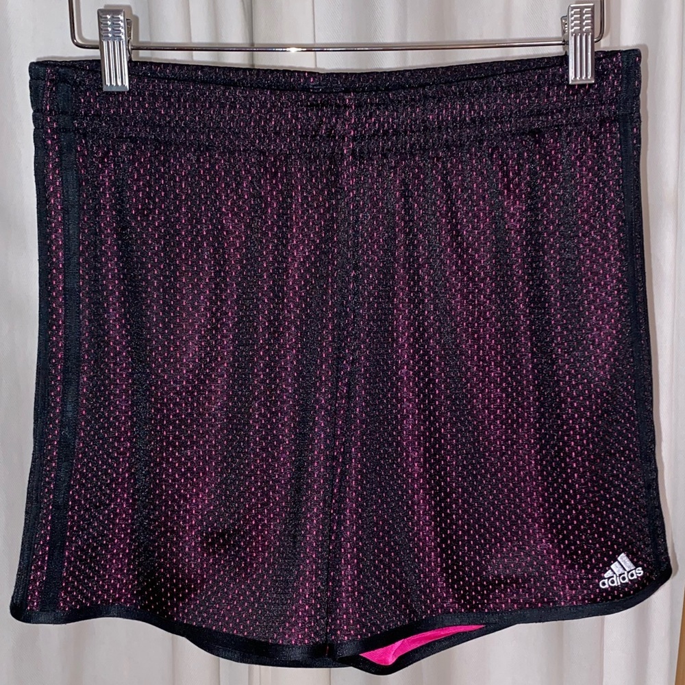 Adidas Black Textured Athletic Shorts with Pink Lining | Women’s Activewear